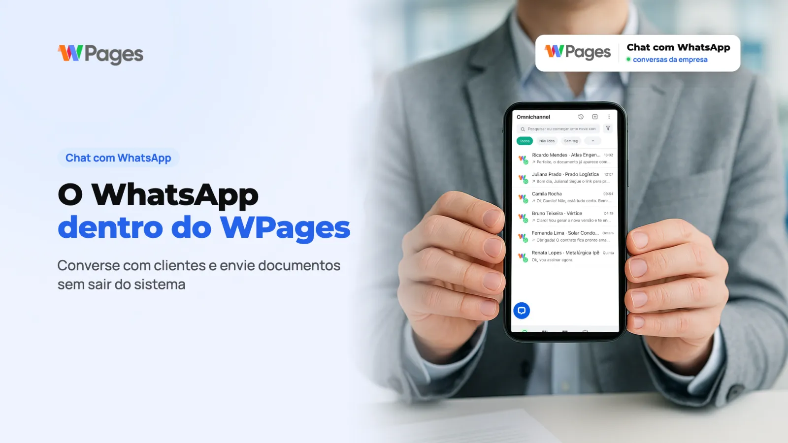 Chat com WhatsApp: Receba e envie mensagens de WhatsApp pelo WPages.